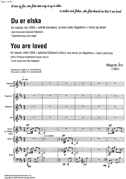 You are loved - Score