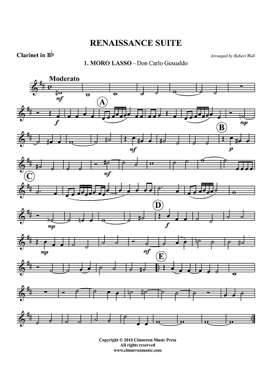 Renaissance Suite - Clarinet in Bb
