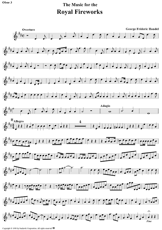 Music for the Royal Fireworks - Oboe 3/Viola