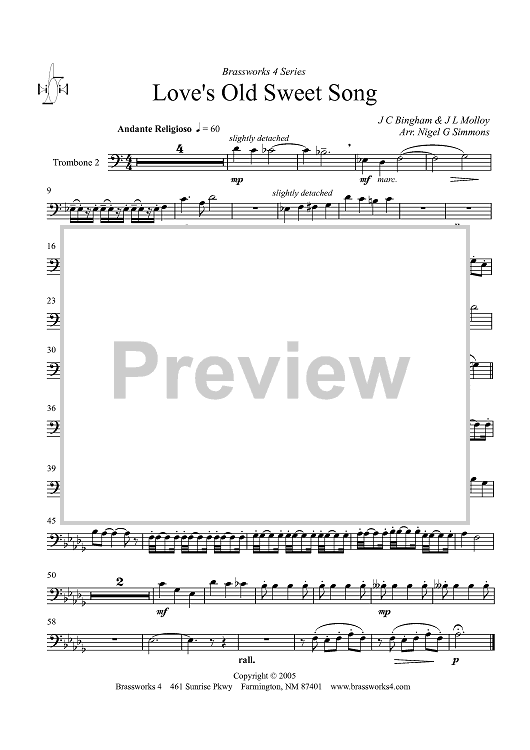 Love's Old Sweet Song - Trombone 2