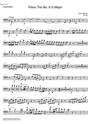 Piano Trio No. 6 G Major KV564 - Cello