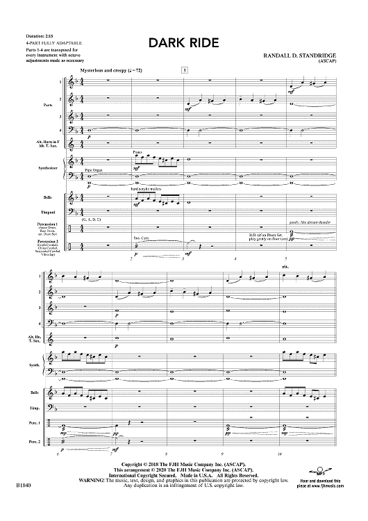 Dark Ride Score" Sheet Music for Concert Band Sheet Music Now