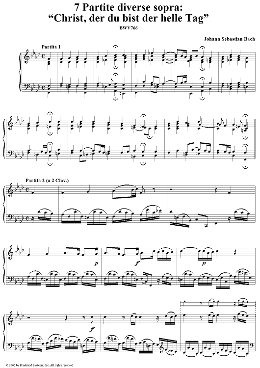 7 Partite diverse sopra: Christ, der du bist der helle Tag, BWV766
