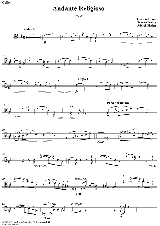Andante Religioso, Op. 70 - Cello