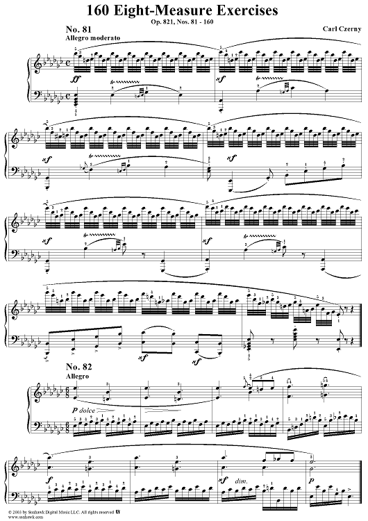 160 Eight-Measure Exercises, Op. 821, Part 2, Nos. 81 - 160