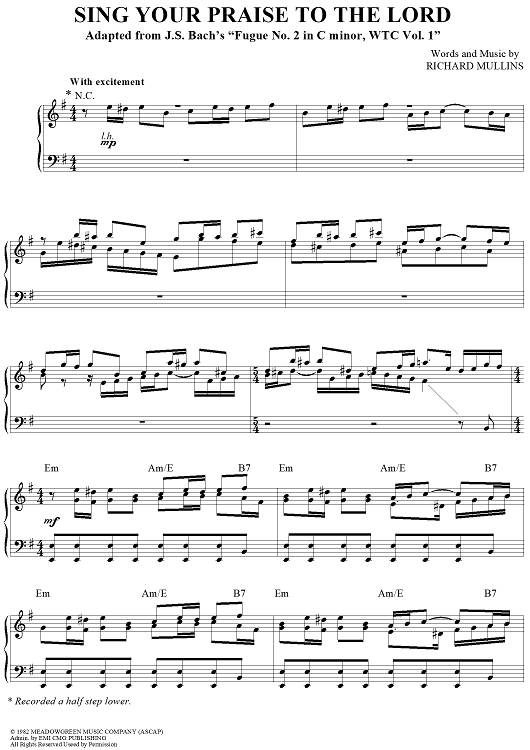 Sing Your Praise To The Lord