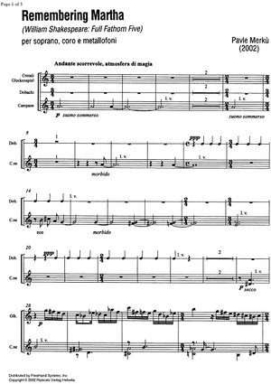 Remembering Martha (Wliilam Shakespeare: Full Fathom Five) - Percussion