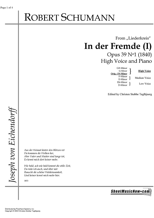 In der Fremde (I) Op.39 No. 1