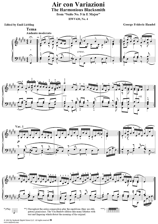 The Harmonious Blacksmith, Liebling ed.