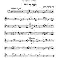 Hymns from "The Southern Harmony" for 2 Violins and Piano - Violin 1