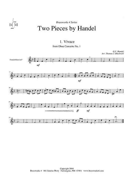 Two Pieces by Handel - Horn in F (opt. Euphonium)