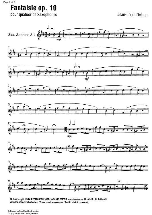 Fantaisie Op.10 - Soprano Saxophone