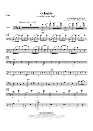 Orientale - from Novelettes, Op. 15 - Cello
