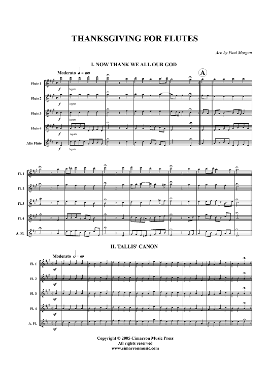 Thanksgiving for Flutes - Score