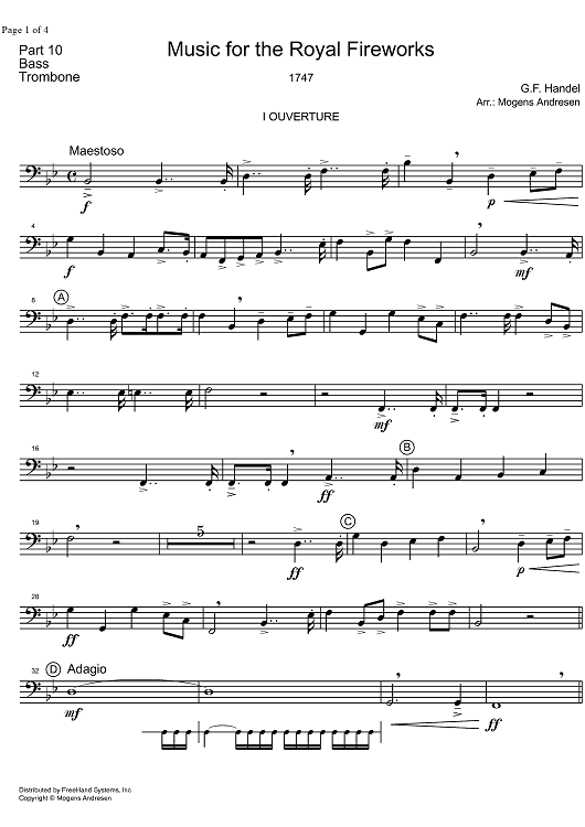 Music for the Royal Fireworks HWV 351 - Bass Trombone