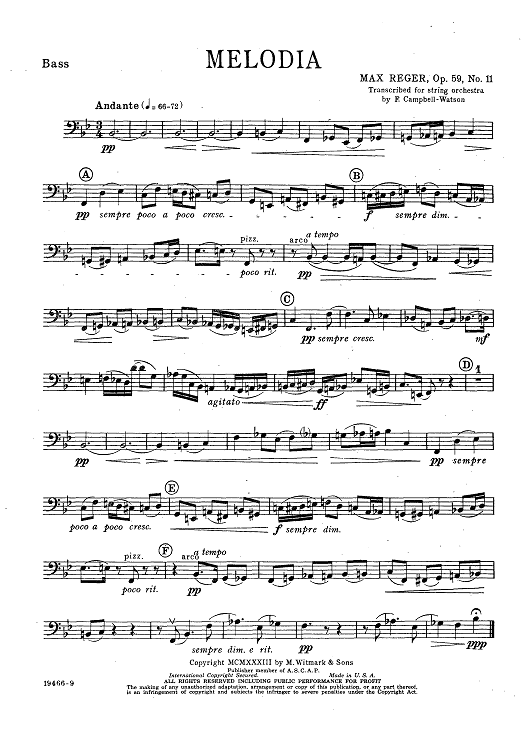 Melodia Op. 59, No. 11 - Bass