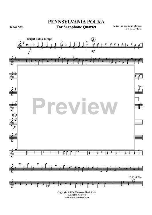 Pennsylvania Polka - Tenor Saxophone