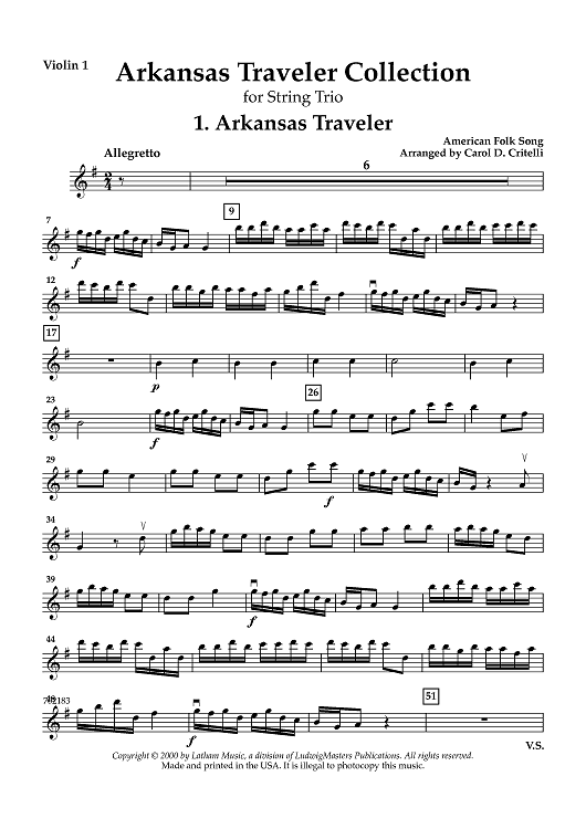 Arkansas Traveler Collection - for String Trio - Violin 1