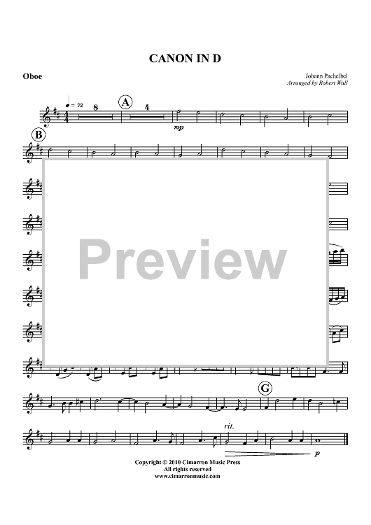 Canon in D - Oboe