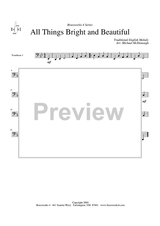 All Things Bright and Beautiful - Trombone 3