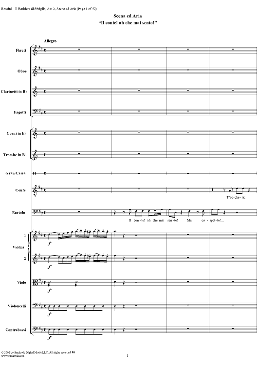 Scena ed Aria: Cessa di più resistere, No. 20 from "Il Barbiere di Siviglia" - Full Score