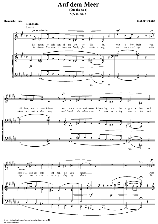 Six Lieder, op. 11, no. 5: On the Sea  (Auf dem Meer)