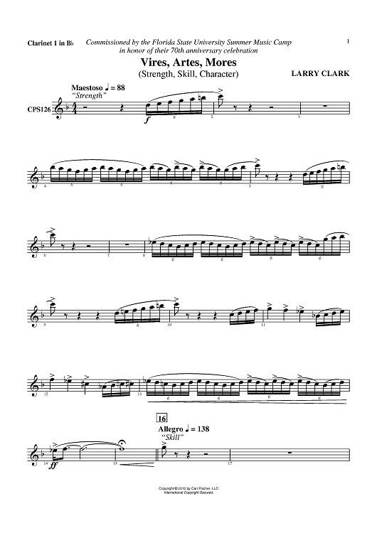 Vires, Artes, Mores (Strength, Skill, Character) - Clarinet 1 in Bb