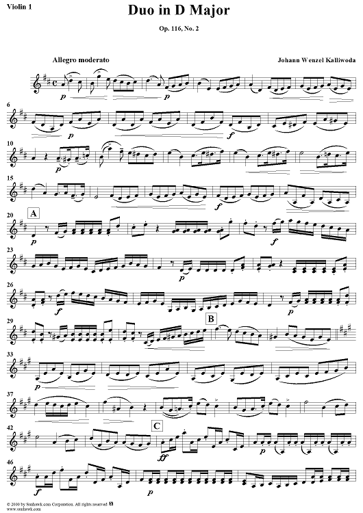Duo No. 2 in D Major - Violin 1