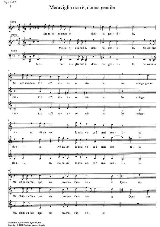 Meraviglia non è, donna gentile