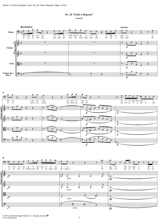 "Tutto è disposto", No. 26 from "Le Nozze di Figaro", Act 4, K492 - Full Score