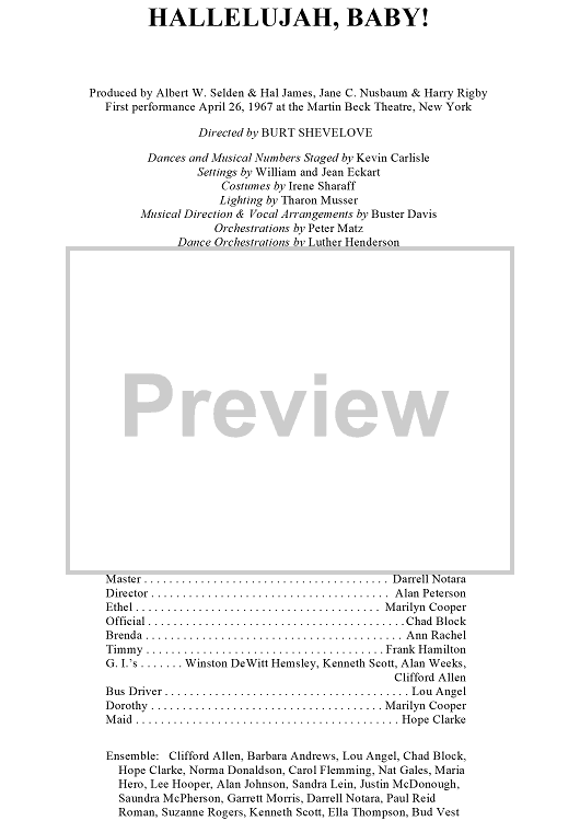 Hallelujah, Baby! (Cast)