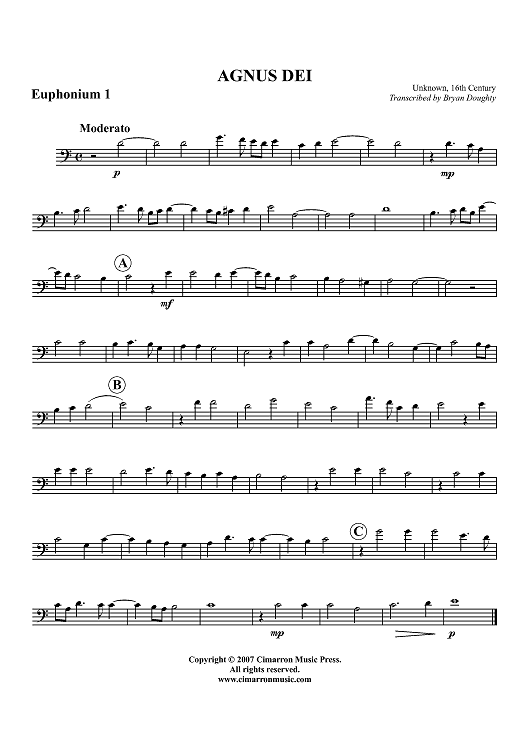 Agnus Dei - Euphonium 1 BC/TC