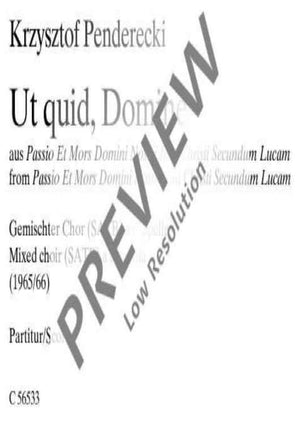 Ut quid, Domine - Choral Score