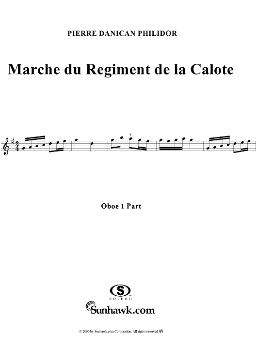 Marche du Regiment de la Calote - Oboe 1