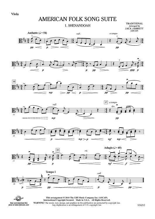 American Folk Song Suite - Viola