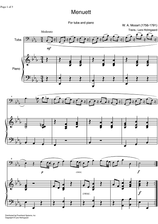 Minuet Eb Major KV452 - Score