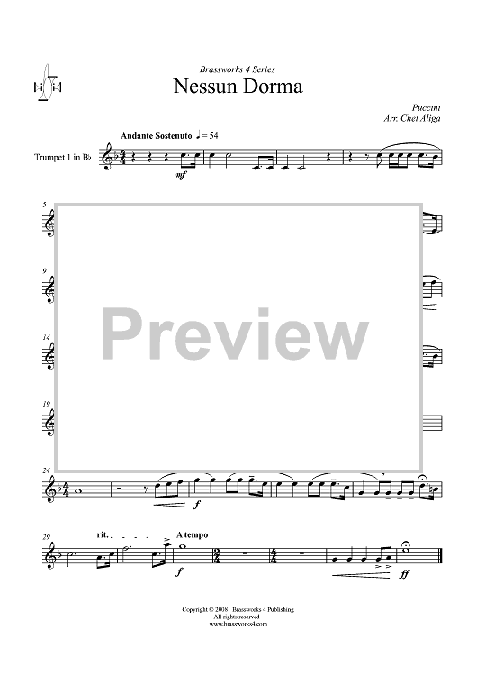 Nessun Dorma - Trumpet 1 in B-flat