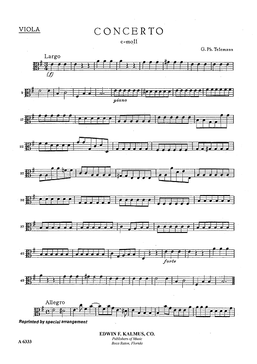 Double Concerto for Recorder and Flute in E minor - Viola