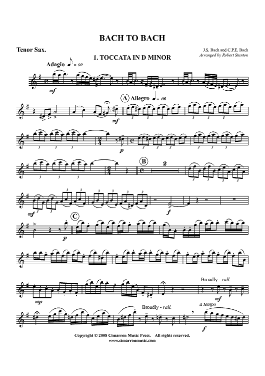 Bach to Bach - Tenor Sax