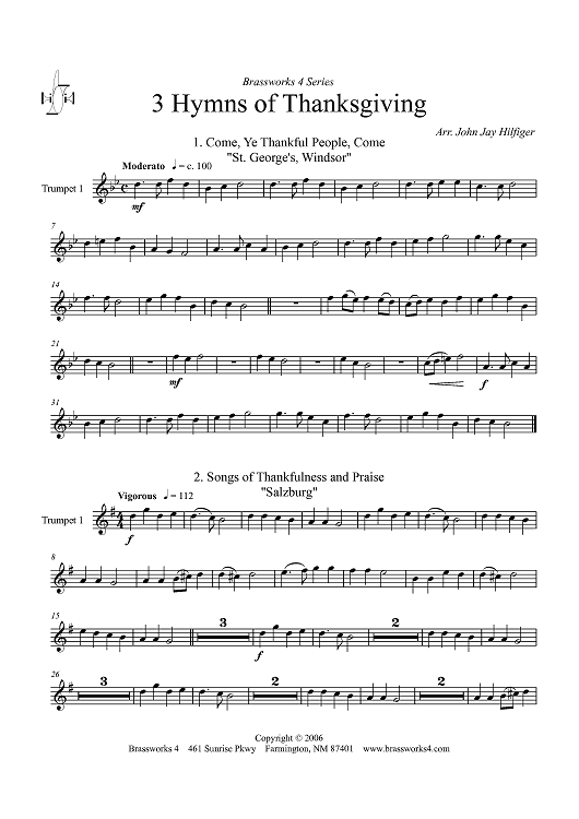 3 Hymns of Thanksgiving - Trumpet 1