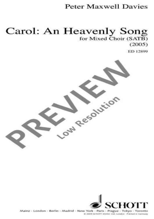 Carol: An Heavenly Song - Choral Score