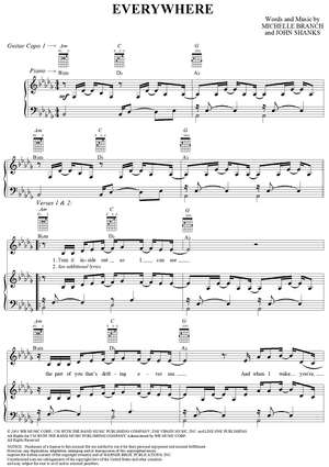 Everywhere (Michelle Branch) by J.M. Shanks - sheet music on MusicaNeo