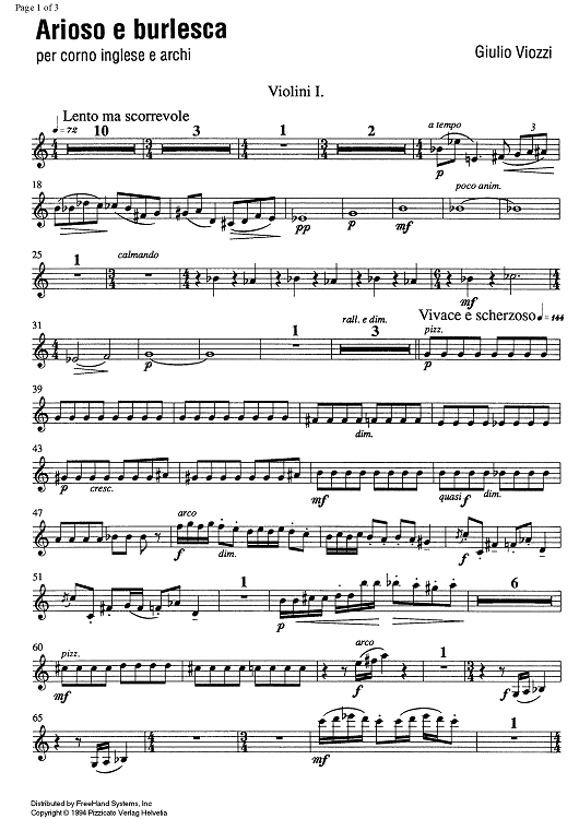 Arioso e Burlesca - Violin 1