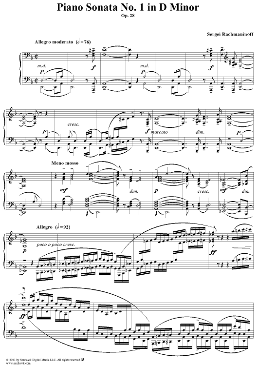 Piano Sonata No. 1 in D Minor, Op. 28