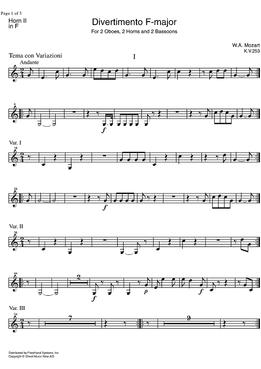 Divertimento F Major KV253 - Bassoon 2