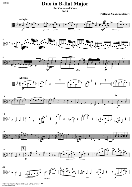 Duo in B-flat Major - Viola