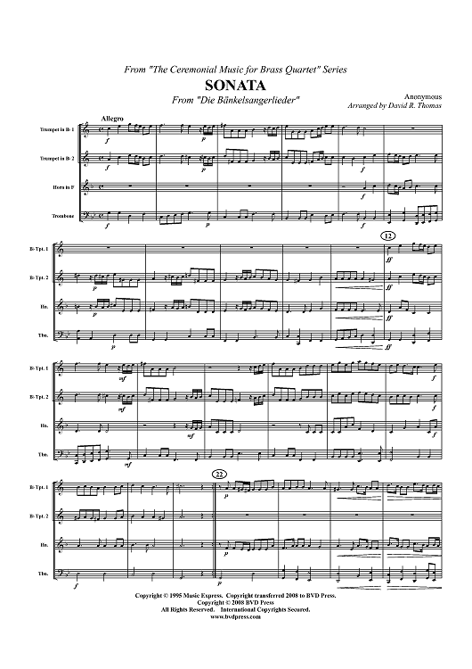 Sonata from "Die bankelsangerlieder" - Score