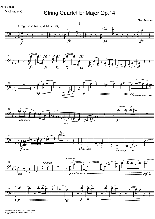 String Quartet Eb Major Op.14 - Cello