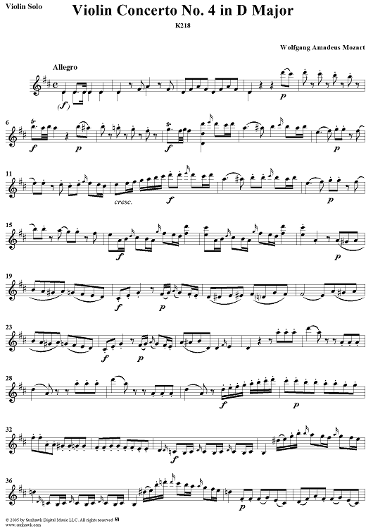 Violin Concerto No. 4 - Solo Violin
