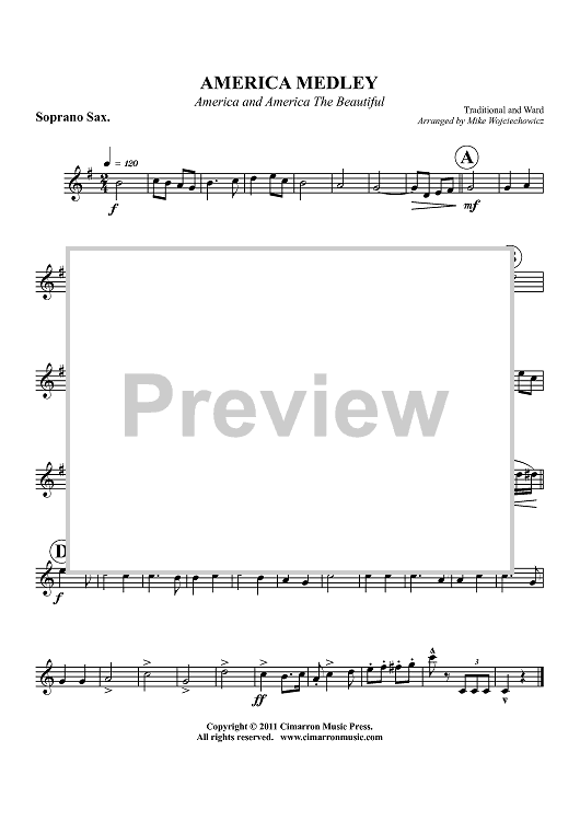 America Medley - America and America The Beautiful - Soprano Sax